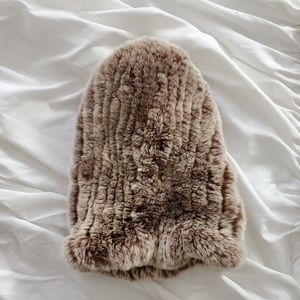 Saks Fifth Avenue Rabbit Fur Slouch Beanie